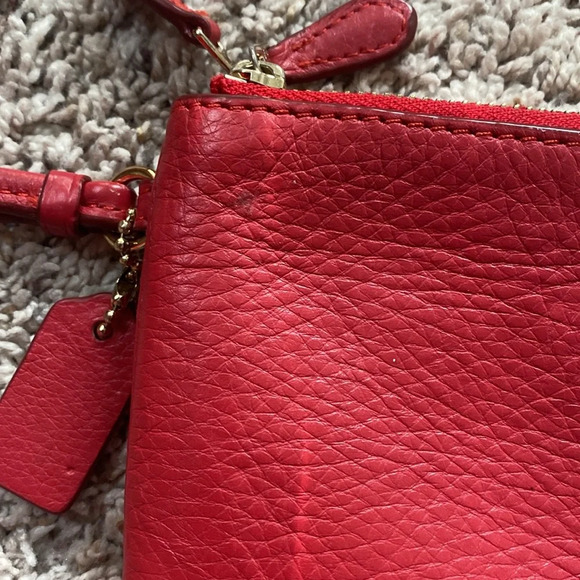 Womens Authentic Red Coach Wristlet Wallet - Picture 8 of 11